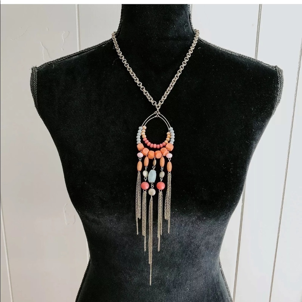 Jewelmint Women’s Pink Beaded Dream Catcher Statement Necklace
